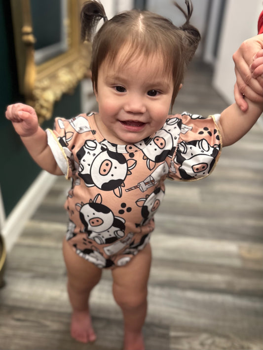 Cows & Milk Peach Onesie