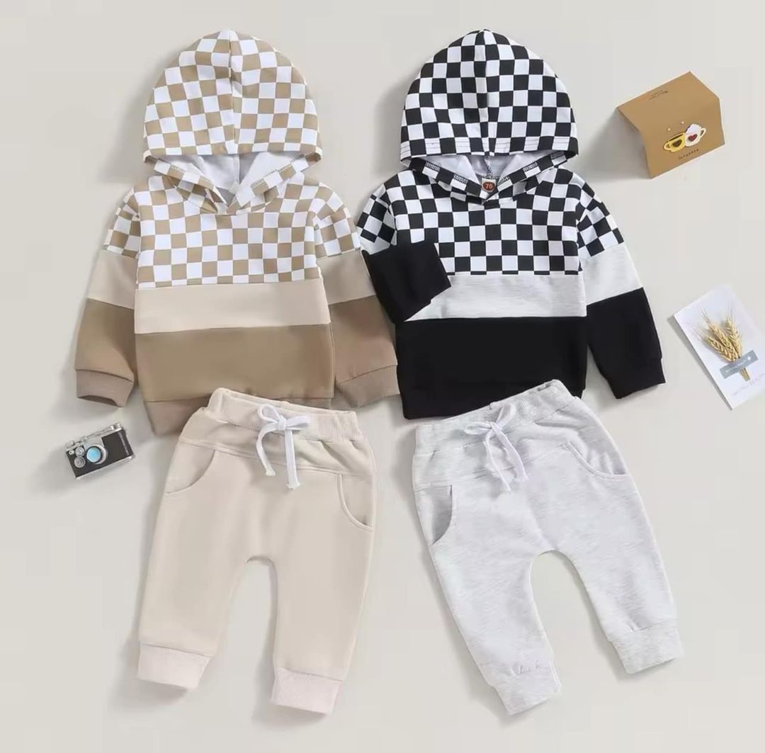 Checkered Tan Jogger Set